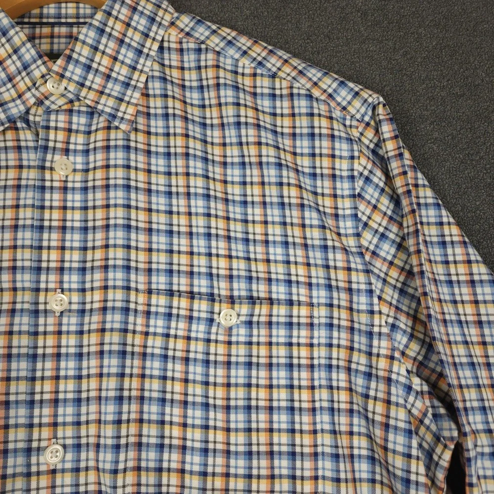 ORVIS Mens Wrinkle Free Long Sleeve Plaid Button Up Shirt‎ Cotton